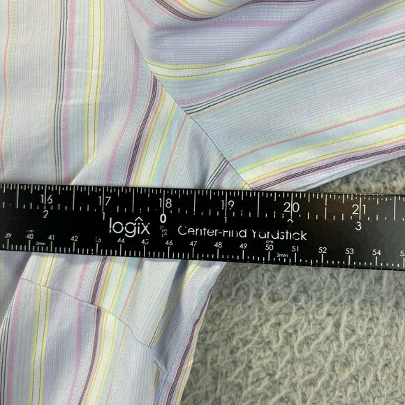 Robert Graham Flip Cuff Shirt Womens Small Blue Embroidered Floral Striped Top - Picture 8 of 11